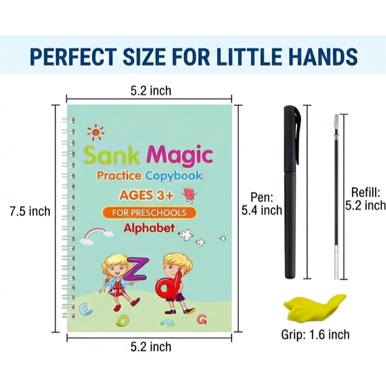 Sank Magic Practice Copybooks (4 books,1 pen,1 grip,10 refills)