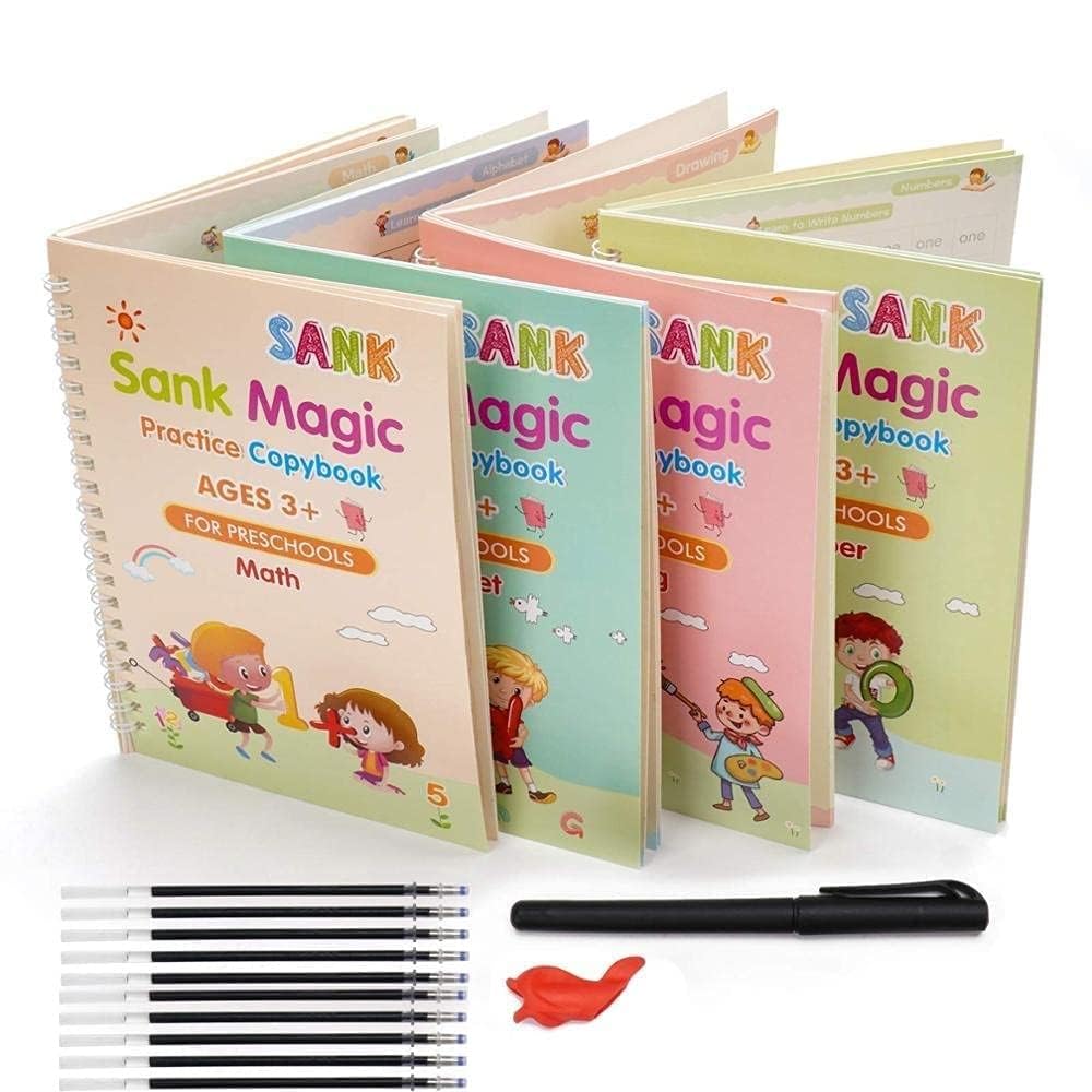 Sank Magic Practice Copybooks (4 books,1 pen,1 grip,10 refills)
